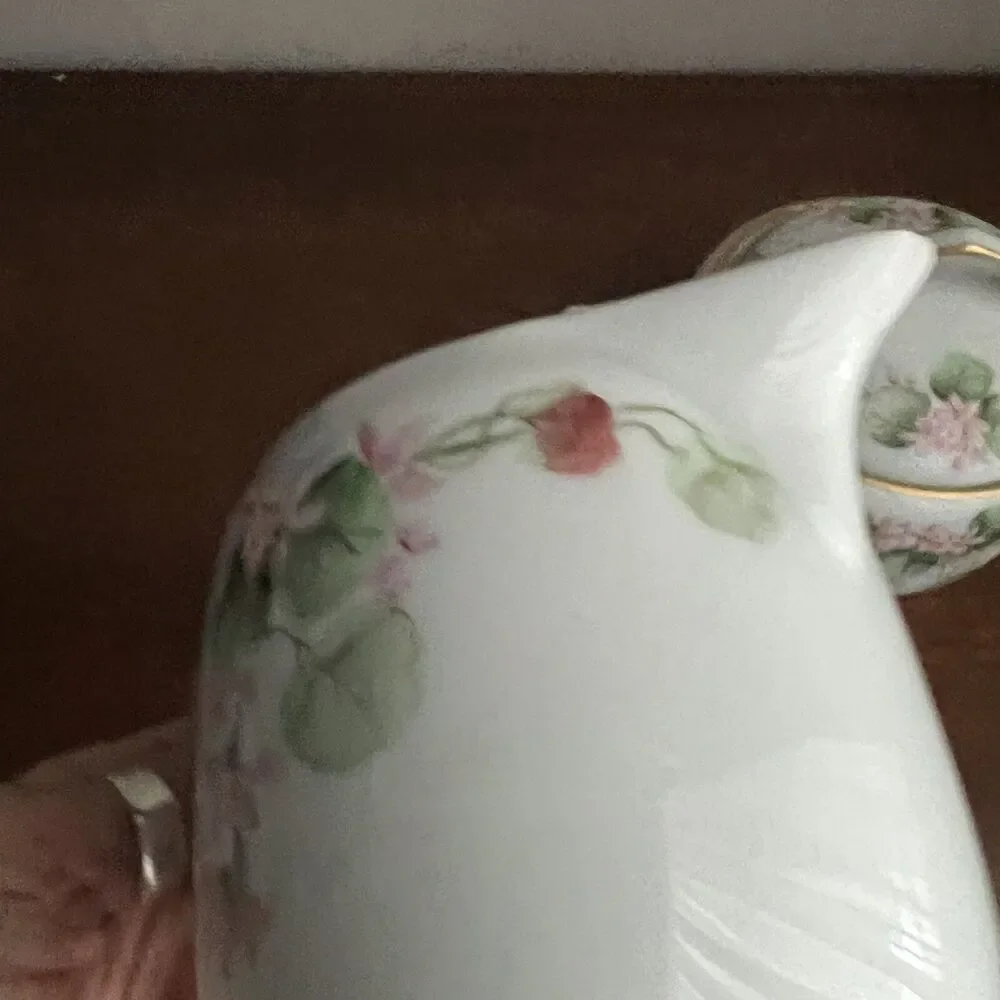 Imperial Austria Creamer & Covered Sugar Pink Floral Hand Painted Signed